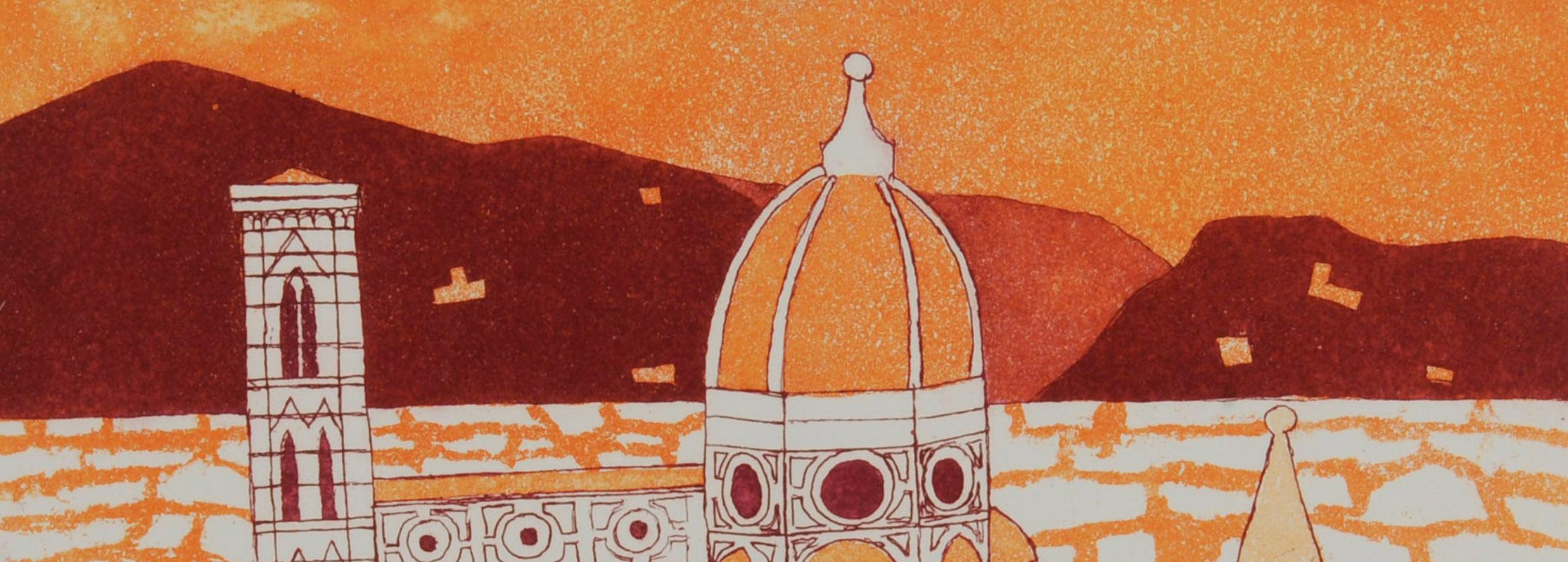 Duomo (Florence) - Beige Landscape Print by Julian Trevelyan