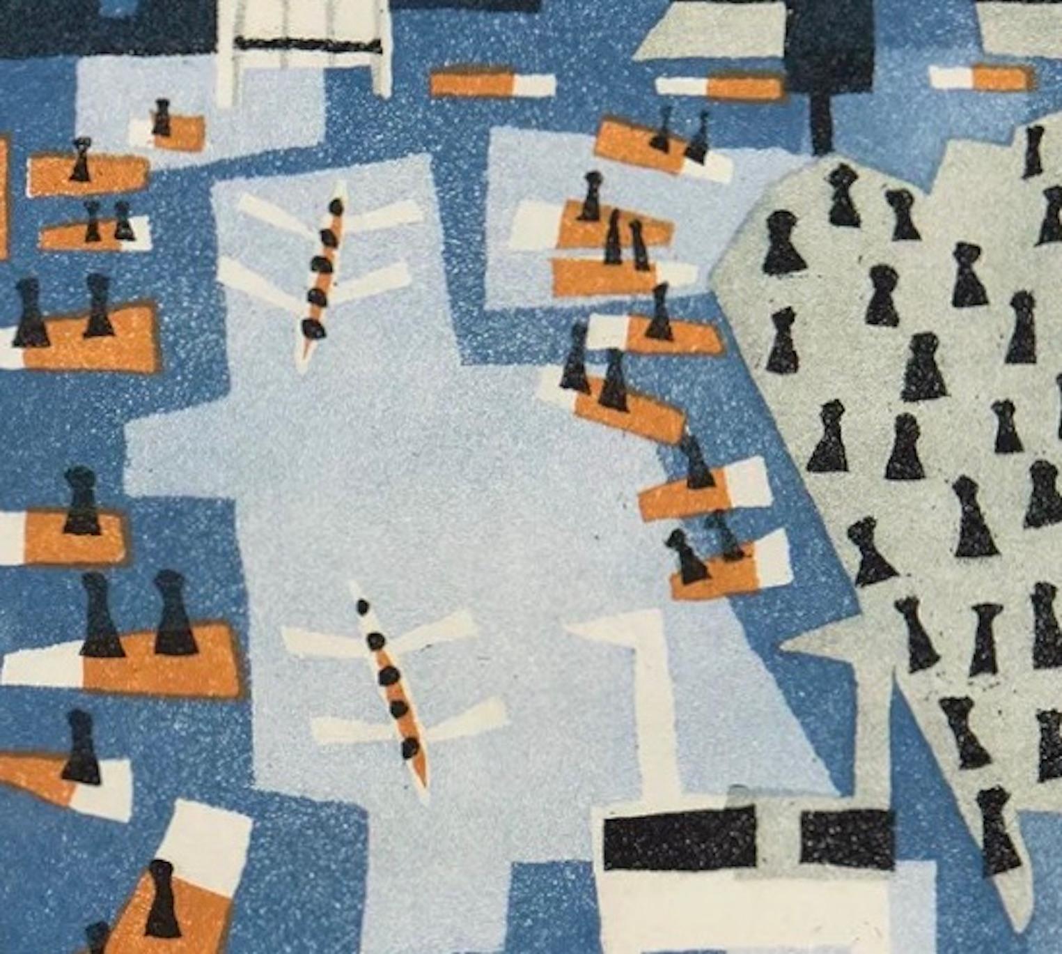 Henley Royal Regatta (The Row) - Print Postmoderno di Julian Trevelyan
