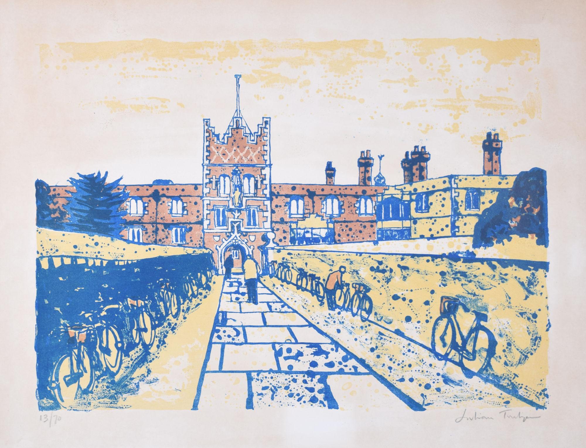 To see our other views of Oxford and Cambridge, scroll down to "More from this Seller" and below it click on "See all from this Seller".

Julian Trevelyan (1910 - 1988)
Jesus College, Cambridge
Lithograph
38 x 53 cm

Numbered 13/70 lower left and