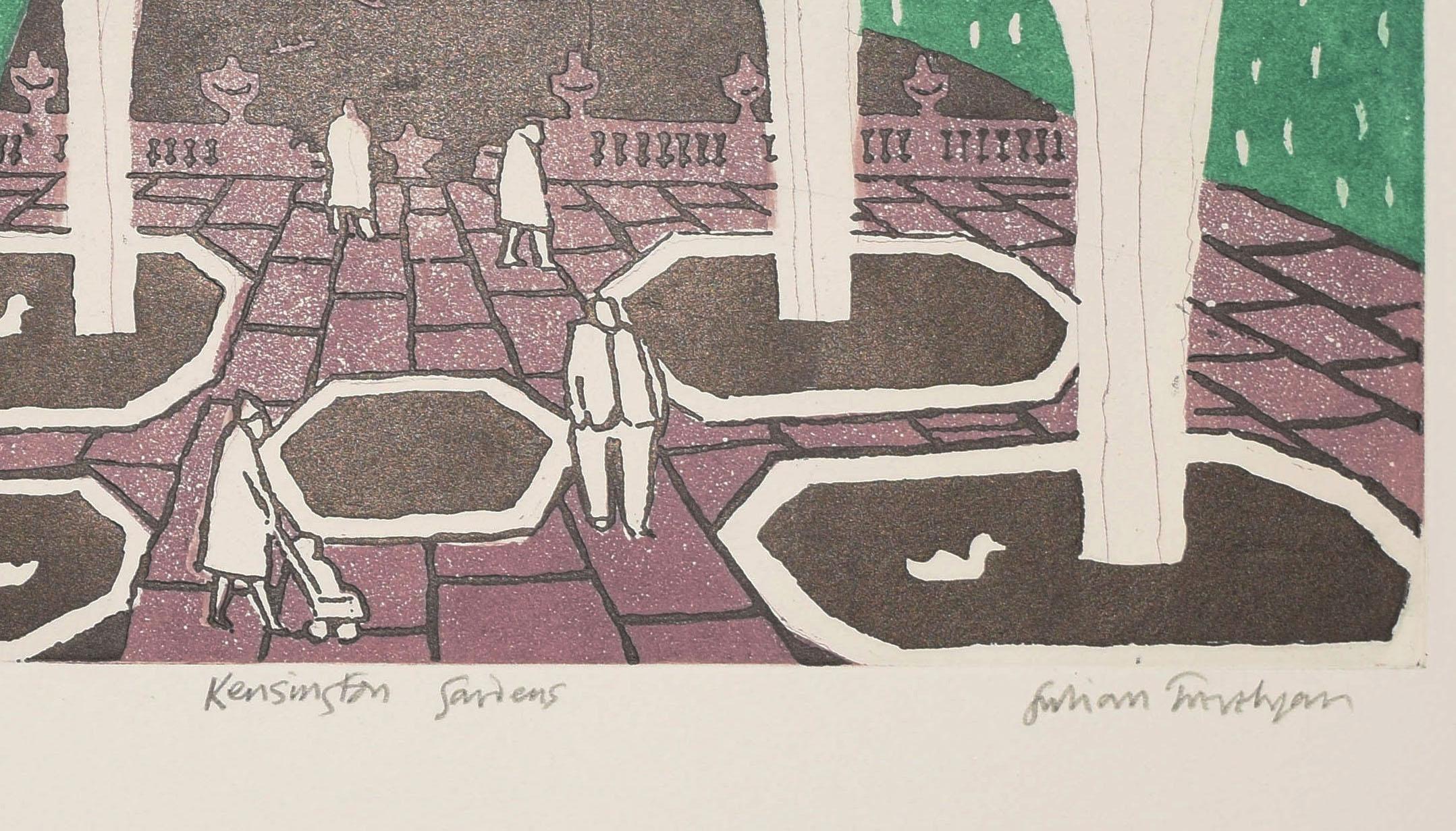 Gravure de Julian Trevelyan, Kensington Gardens, gravure d'art britannique moderne, London Print, Royaume-Uni en vente 2