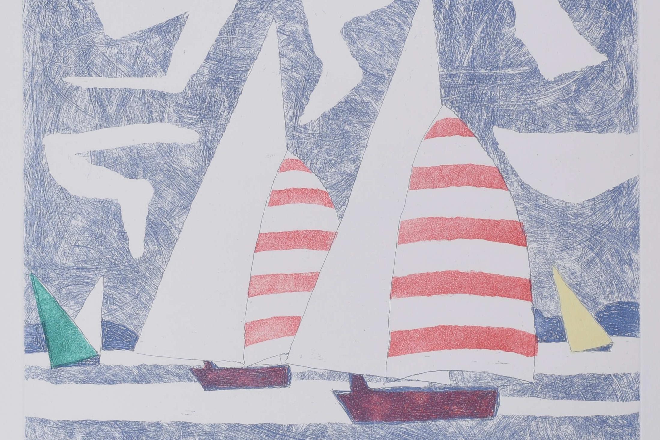 Julian Trevelyan: ''Spinnakers'' Segelboote, moderner britischer Kunstdruck im Angebot 2