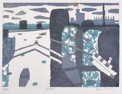 Vintage Julian Trevelyan Windsor Etching Modern British Art London Print UK Thames