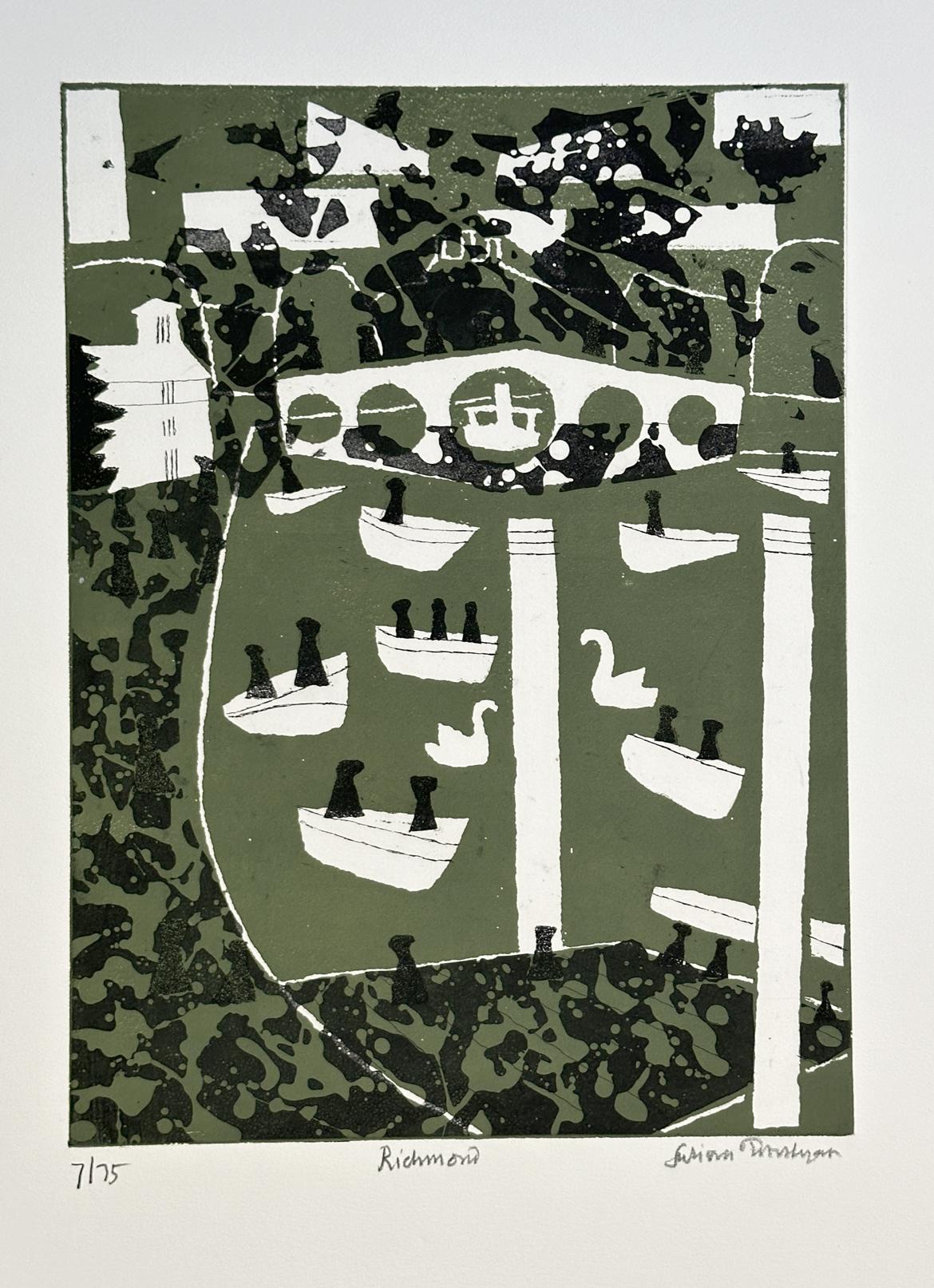 Richmond London Park 1969 Acquaforte firmata in edizione limitata - Print di Julian Trevelyan