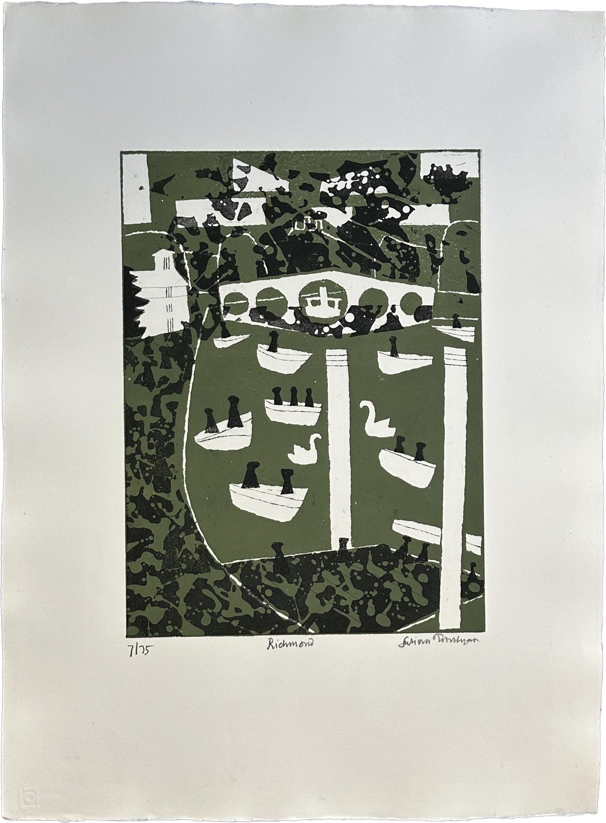 Landscape Print di Julian Trevelyan - Richmond London Park 1969 Acquaforte firmata in edizione limitata
