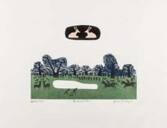 Richmond Park, da London Parks, Paesaggio con cavalli e cervi, stampa 1969-70