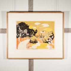 Road to Etna - 20th Century Trevelyan Modernist Landscape Print in Yellow