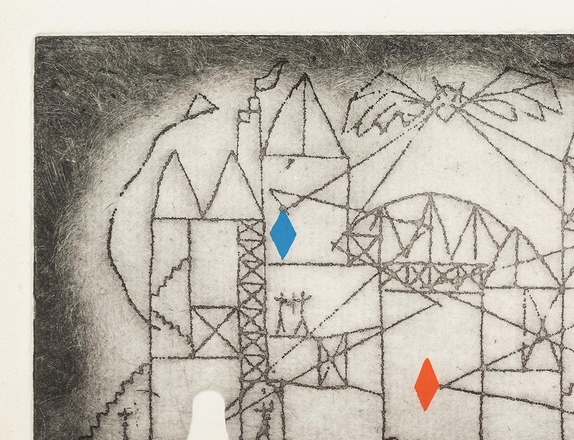Julian Trevelyan 1910-1988
Tenements of the Mind (The Bat), 1936
etching
20.1 x 35.1 cm
7 7/8 x 13 7/8 in
signed, titled and dated in pencil, aside from the addition of 25

Julian Trevelyan was an important British artist in the twentieth century.
