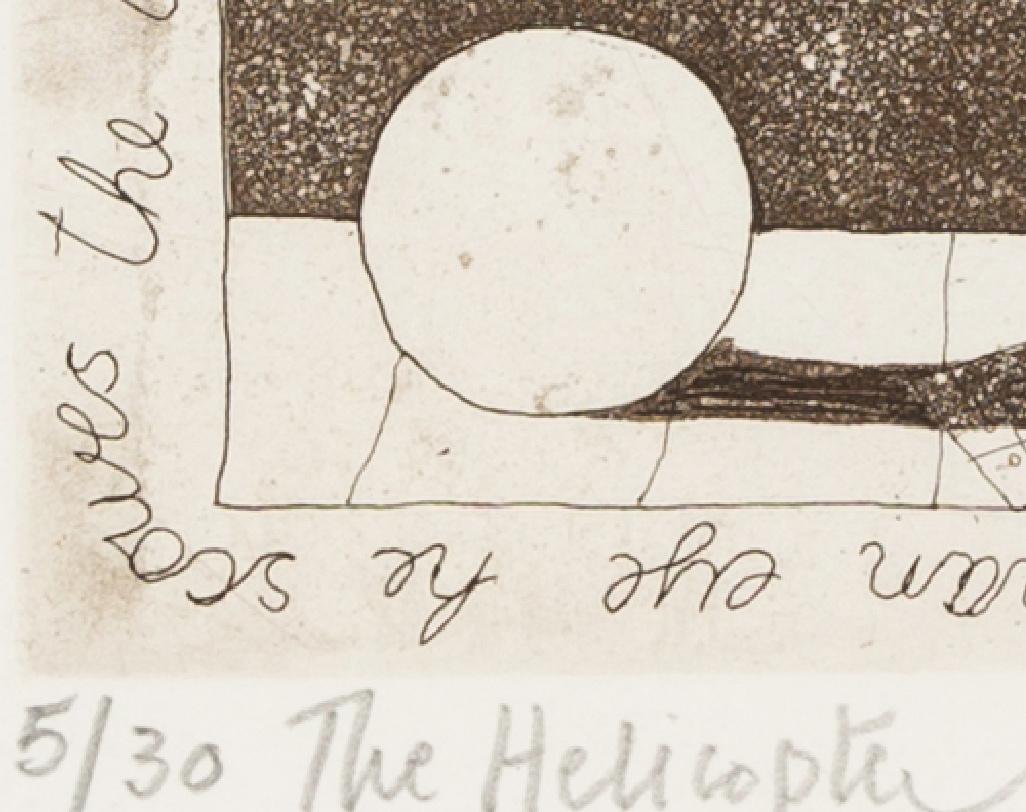 Julian Trevelyan 1910-1988
L'h�élicoptère, 1936
gravure à l'eau-forte
31 x 33 cm
12 1/4 x 13 in
avec cachet de la succession ; titre et édition par Mary Fedden au crayon

Julian Trevelyan est un artiste britannique important du XXe siècle.
 
Fils