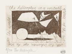 L'hélicoptère - Trevelyan Monochrome Marron + Blanc Gravure abstraite