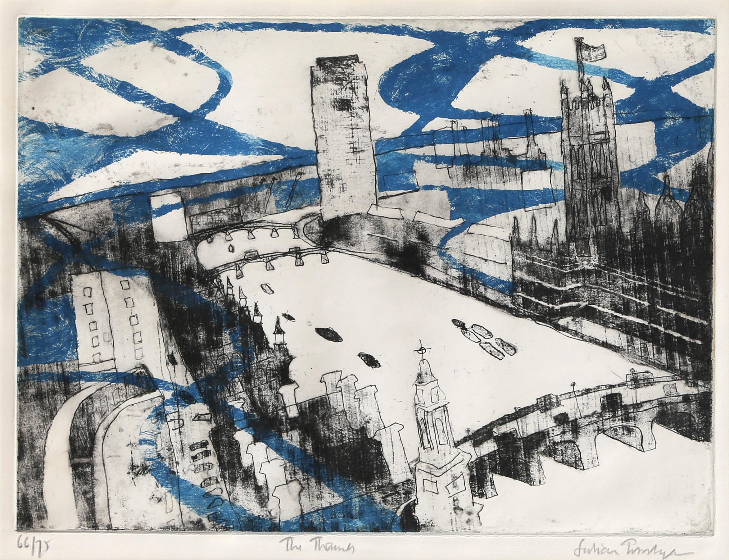 Julian Trevelyan Landscape Print - The Thames