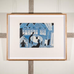 Water Music - Modernist 20th Century Blue + White Interior Print
