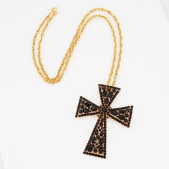 Juliana Cross Statement Necklace or Brooch By DeLizza & Elster, 1960s