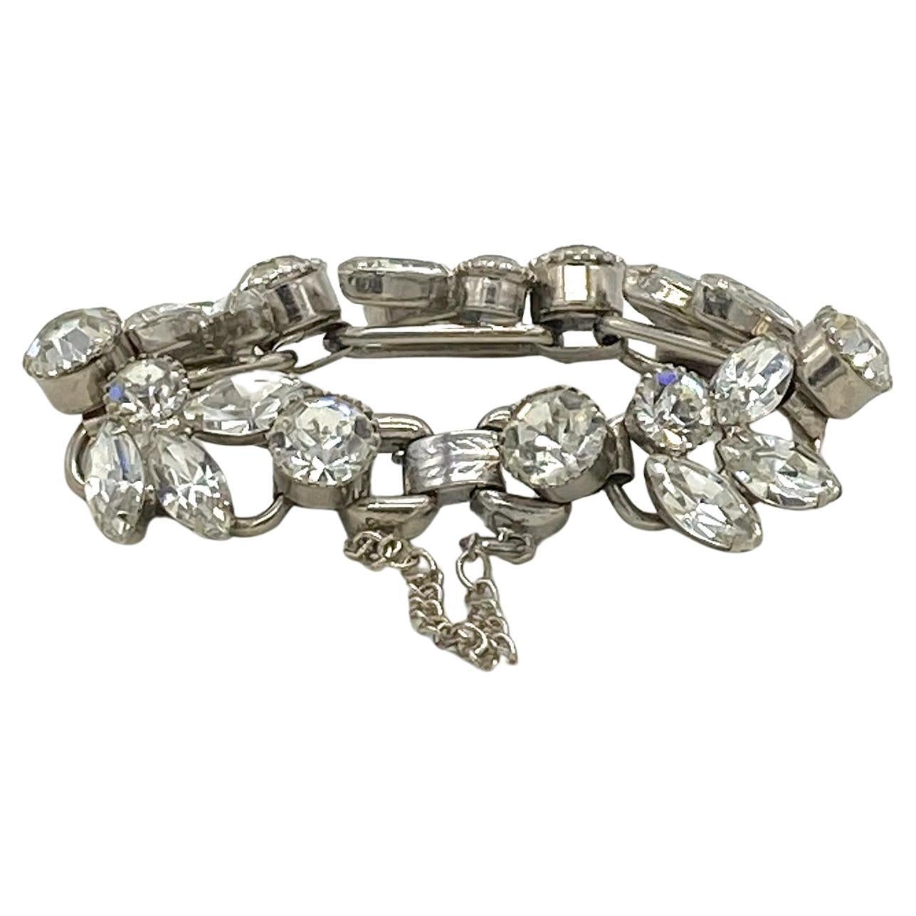 Regency Juliana D&E Clear Rhinestone Linked Bracelet Perfect for Weddings For Sale
