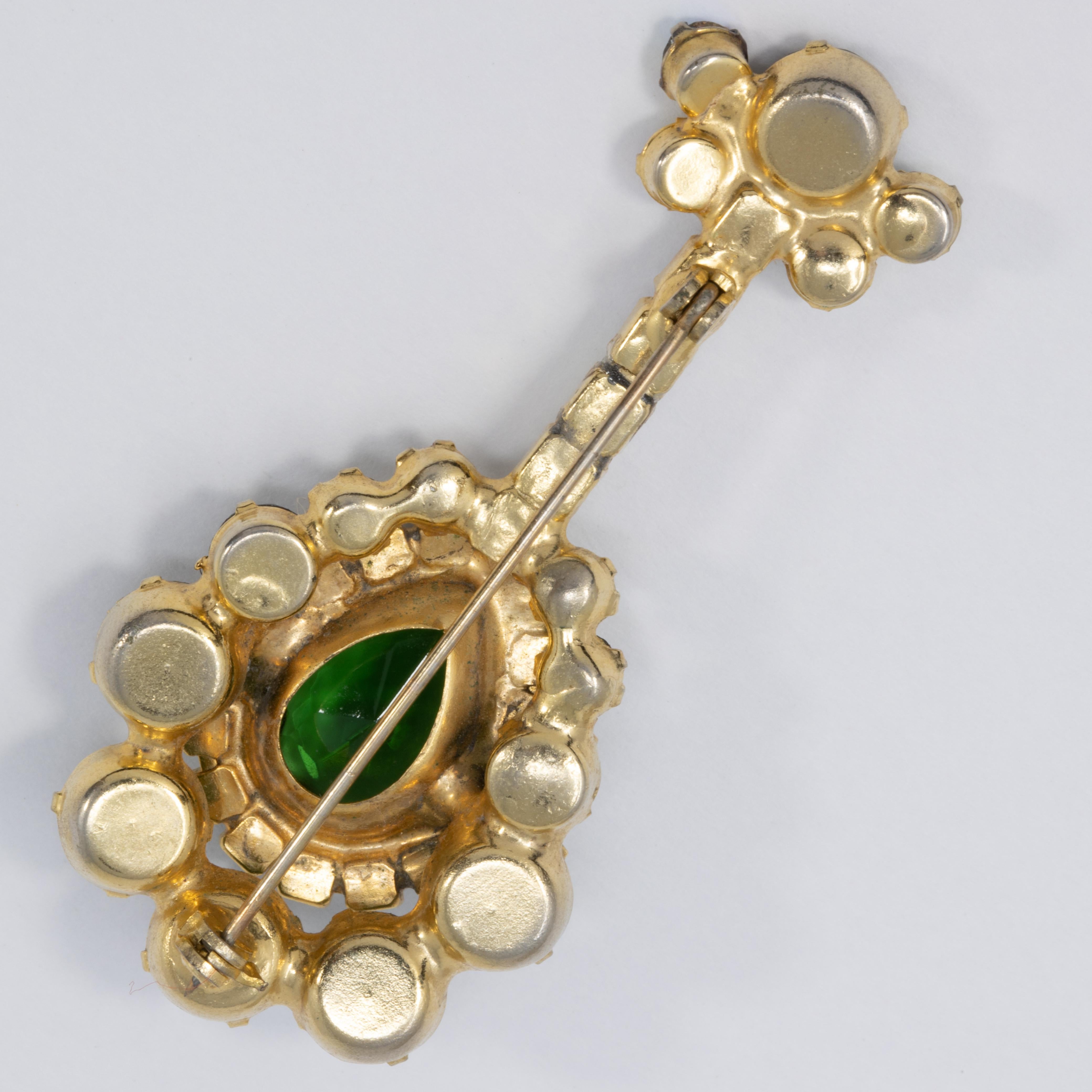 Women's or Men's Juliana DeLizza & Elster Instrument Green & Aurora Borealis Crystal Brooch Pin