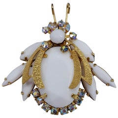 Juliana DeLizza & Elster Broche insecte insect Aurora Borealis et cristal blanc