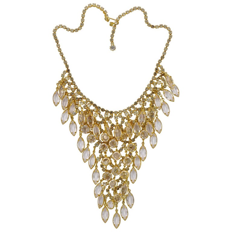 Juliana DeLizza and Elster Gold Plated and Clear Rhinestones Bib ...