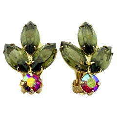 JULIANA DELIZZA & Elster orecchini a clip di design con pietre di vetro navette in tonalità oro