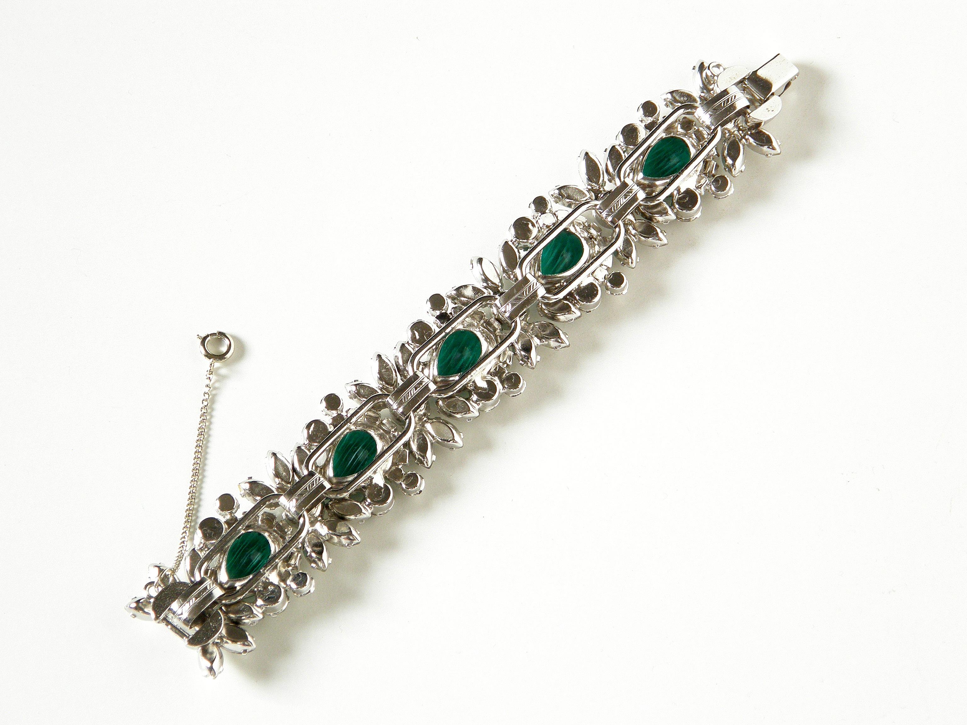 Juliana DeLizza & Elster Necklace and Bracelet with Faux Diamonds and Emeralds In Good Condition In Chicago, IL