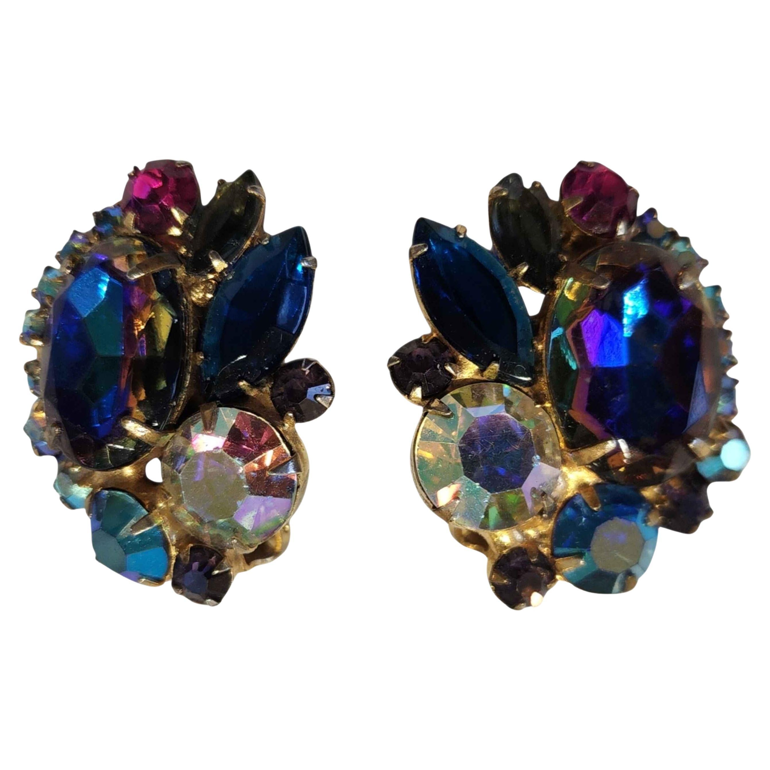 Juliana DeLizza 
Elster Rainbow Rivoli Rhinestone Clip-On Earrings