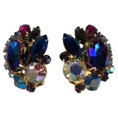 Juliana DeLizza 
Elster Rainbow Rivoli Rhinestone Clip-On Earrings