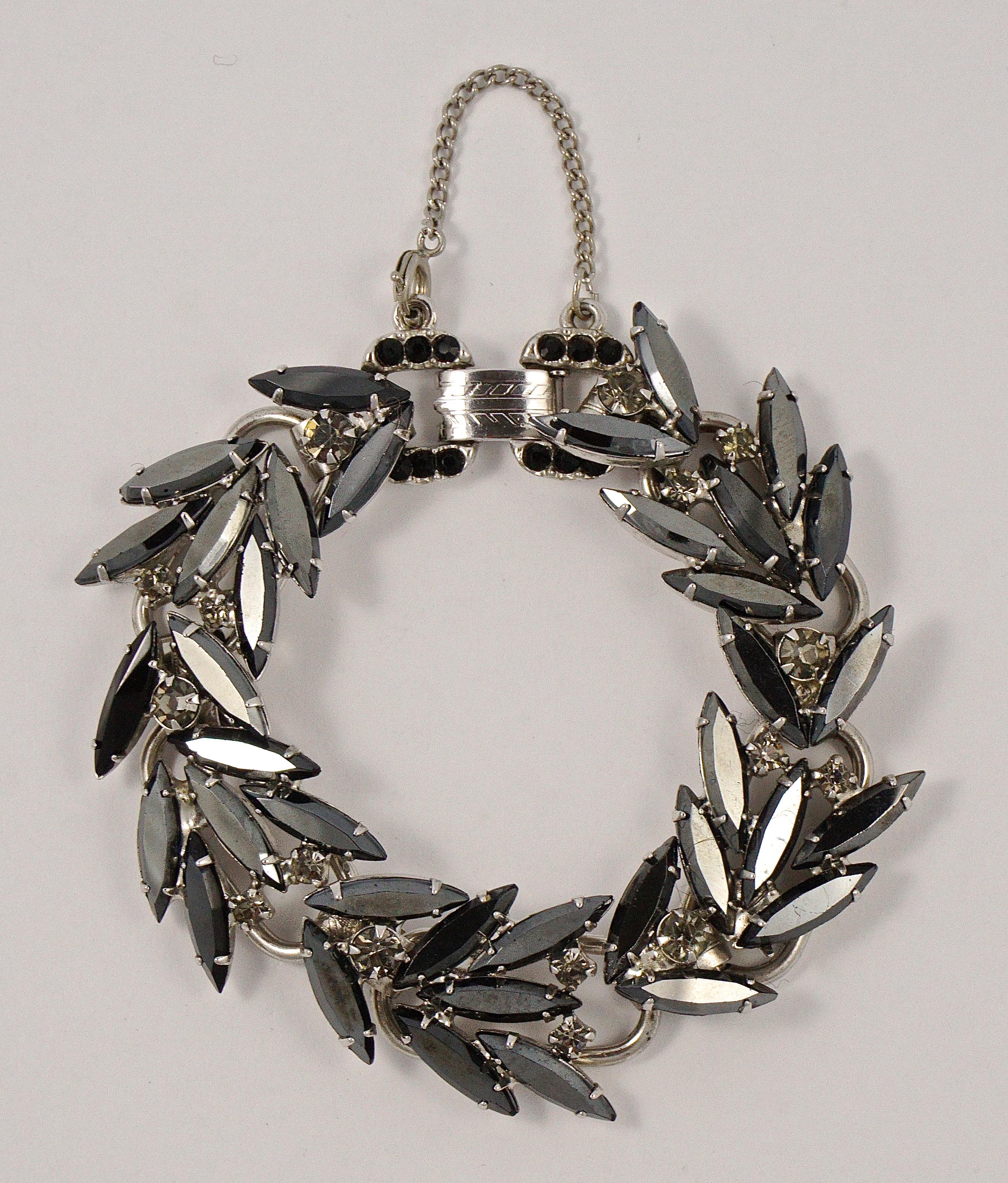 Juliana DeLizza & Elster Silver Tone Black Diamond Necklace Bracelet Earrings  For Sale 3