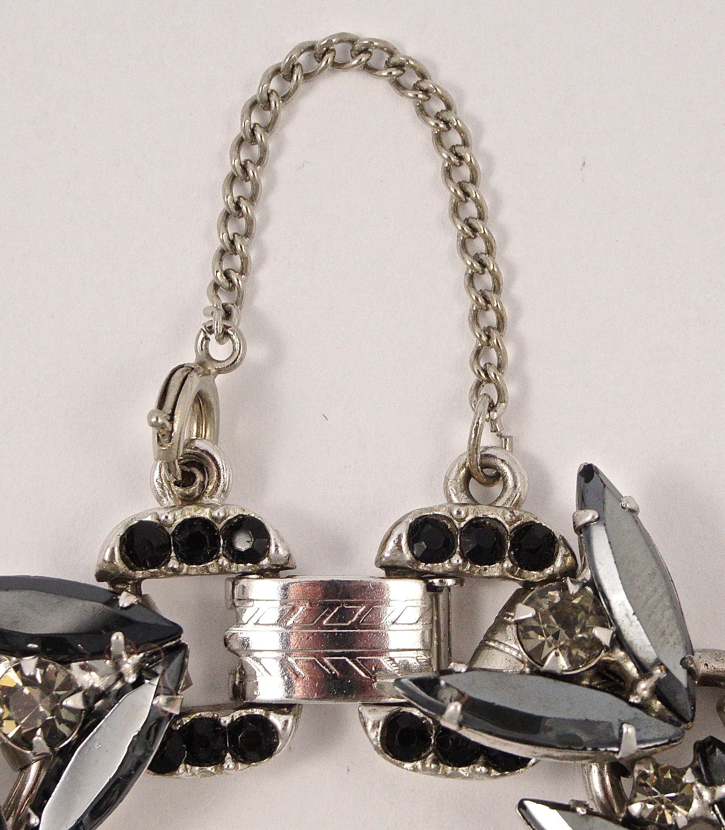 Juliana DeLizza & Elster Silver Tone Black Diamond Necklace Bracelet Earrings  For Sale 4