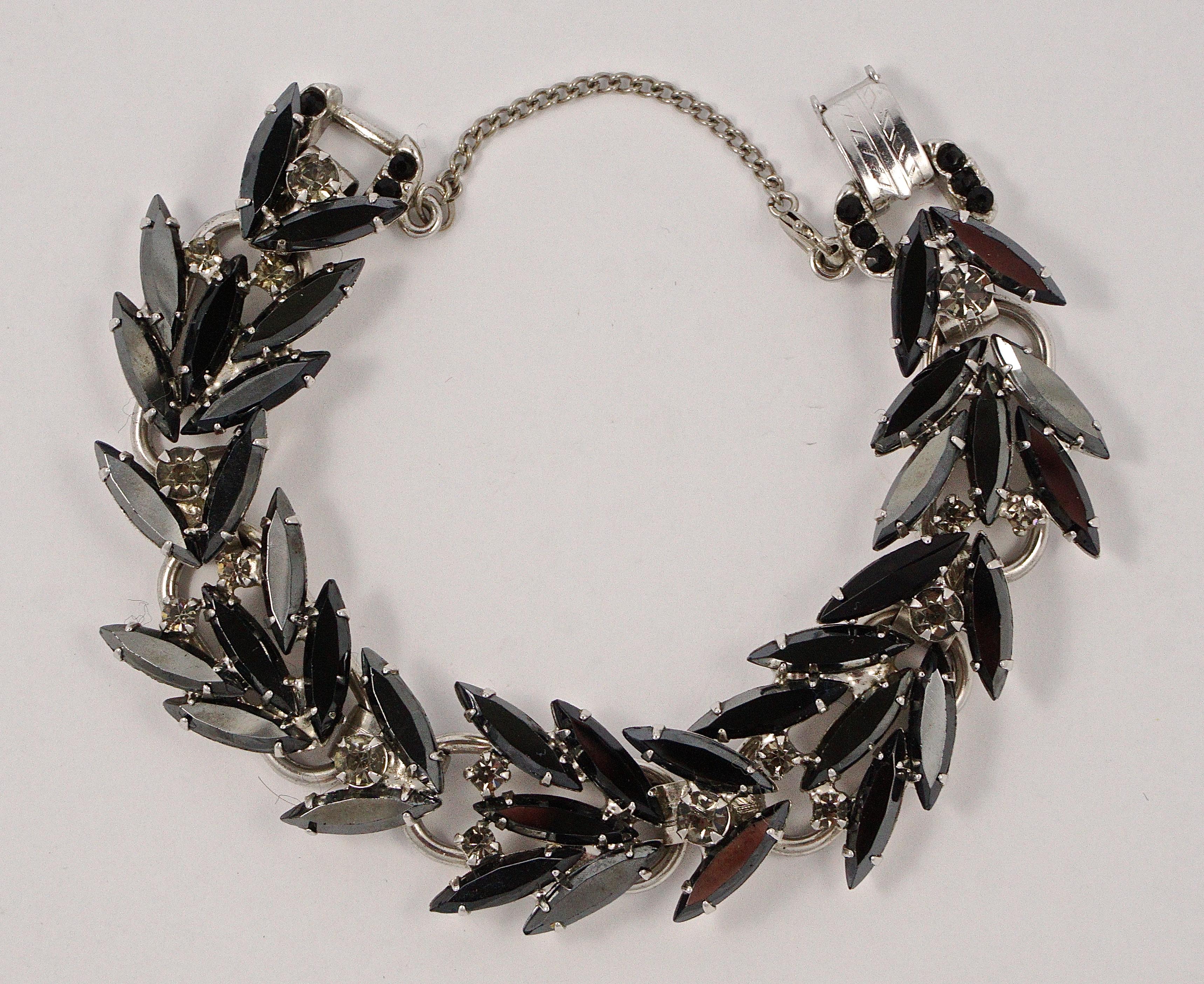 Juliana DeLizza & Elster Silver Tone Black Diamond Necklace Bracelet Earrings  For Sale 6