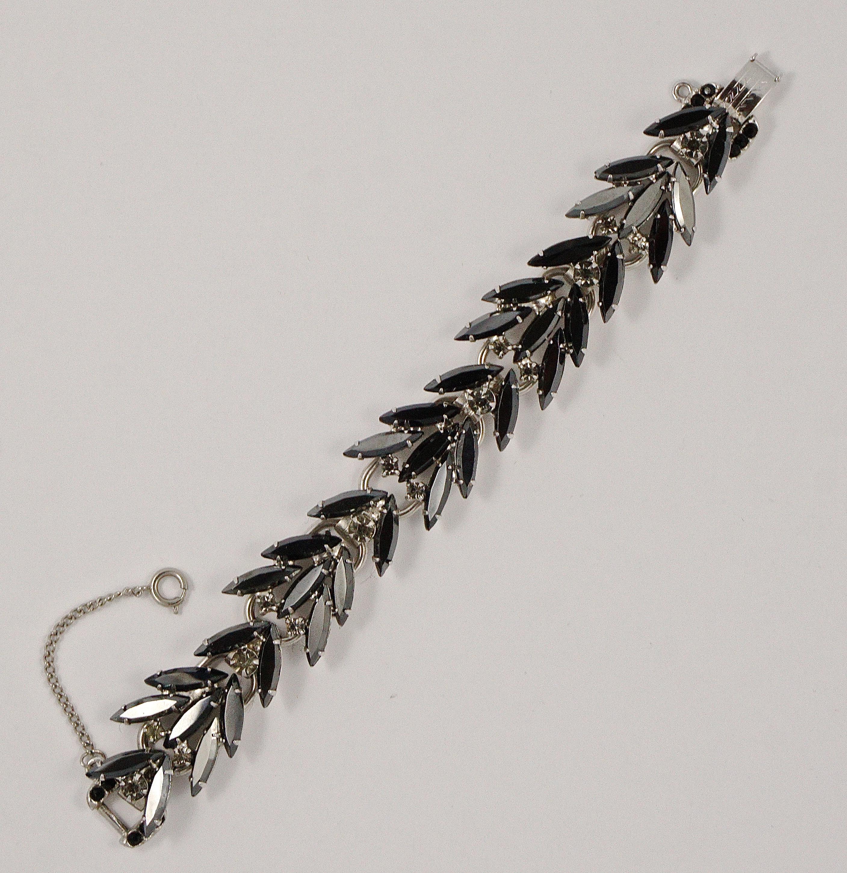 Juliana DeLizza & Elster Silver Tone Black Diamond Necklace Bracelet Earrings  For Sale 7