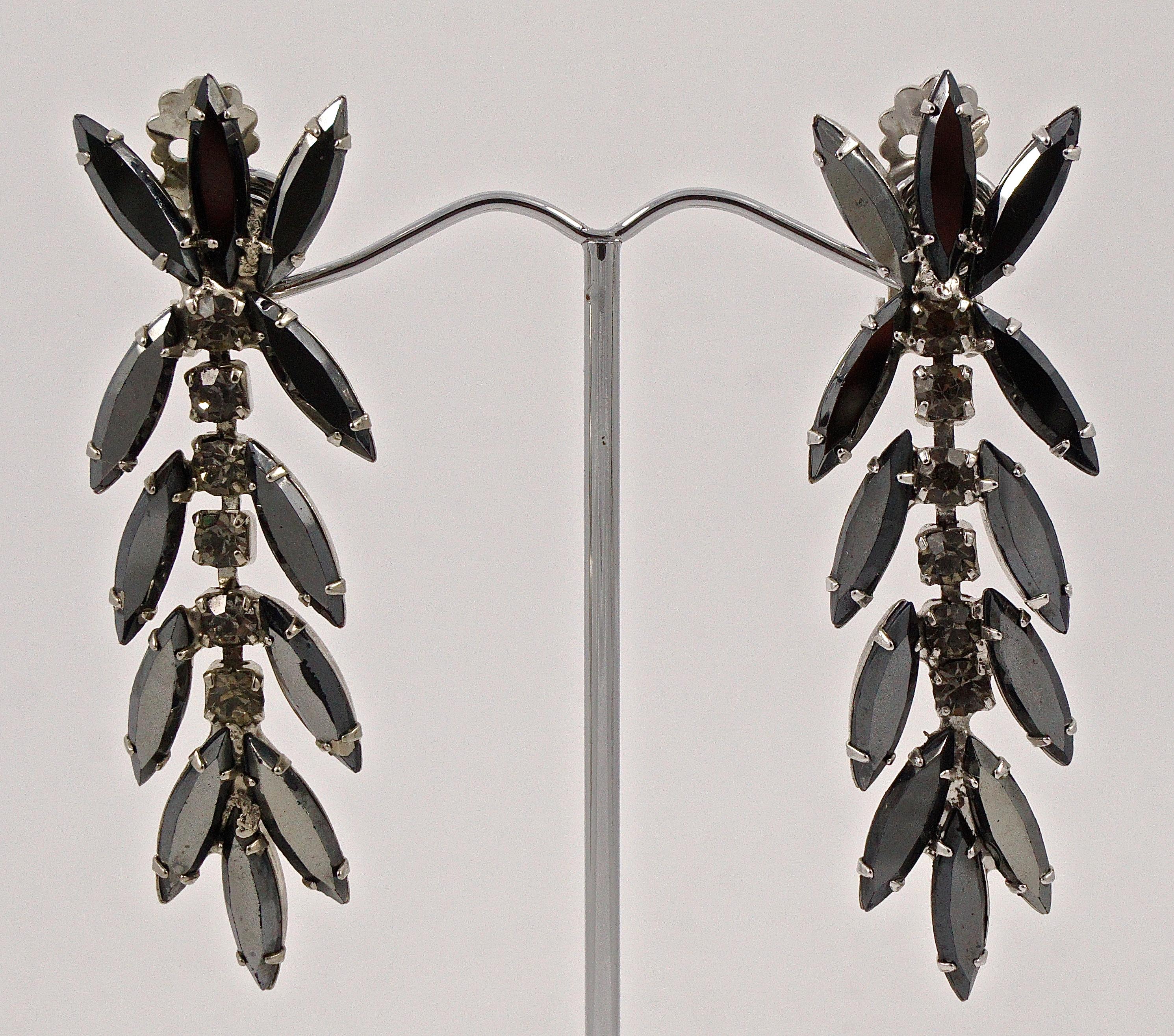 Juliana DeLizza & Elster Silver Tone Black Diamond Necklace Bracelet Earrings For Sale 10