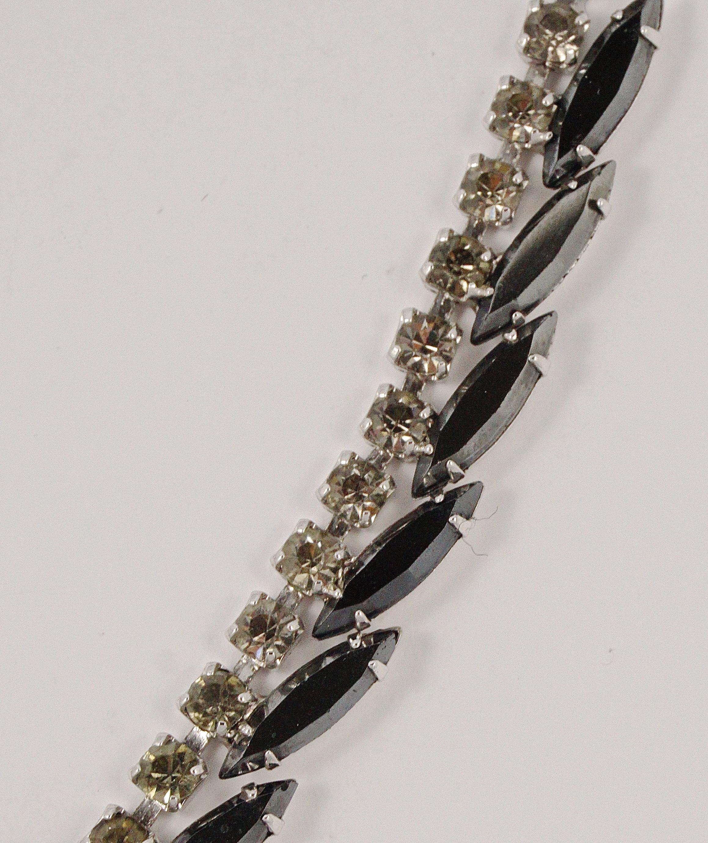 Women's Juliana DeLizza & Elster Silver Tone Black Diamond Necklace Bracelet Earrings  For Sale