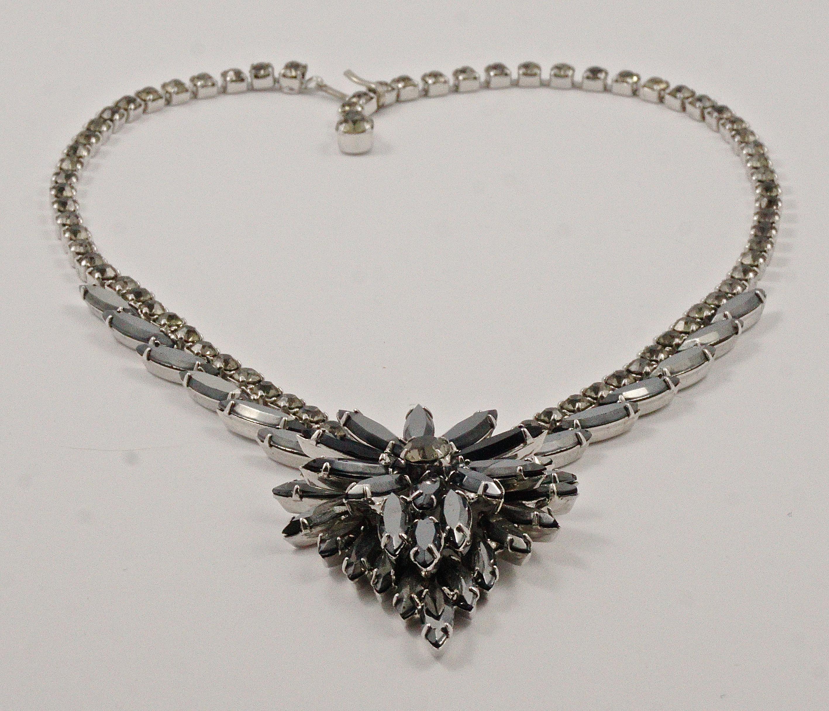 Juliana DeLizza & Elster Silver Tone Black Diamond Necklace Bracelet Earrings For Sale 2