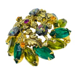 JULIANA DELIZZA ELSTER vintage gold tone rhinestone designer brooch