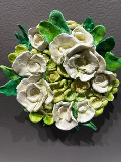Juliana Haliti, "Fresh" 6x6 Textural Sculptural Flower Mixed Media Painting