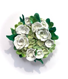Juliana Haliti, "Fresh" 6x6 Textural Sculptural Flower Mixed Media Painting