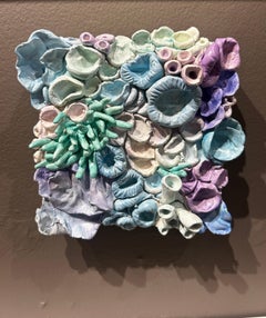 Juliana Haliti, "Tide Pool" 6x6 Textural Sculptural Mixed Media Painting