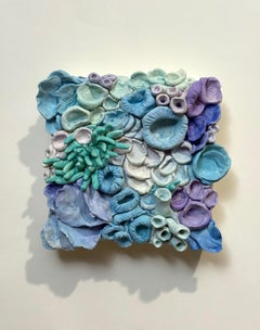 Juliana Haliti, "Tide Pool" 6x6 Textural Sculptural Mixed Media Painting