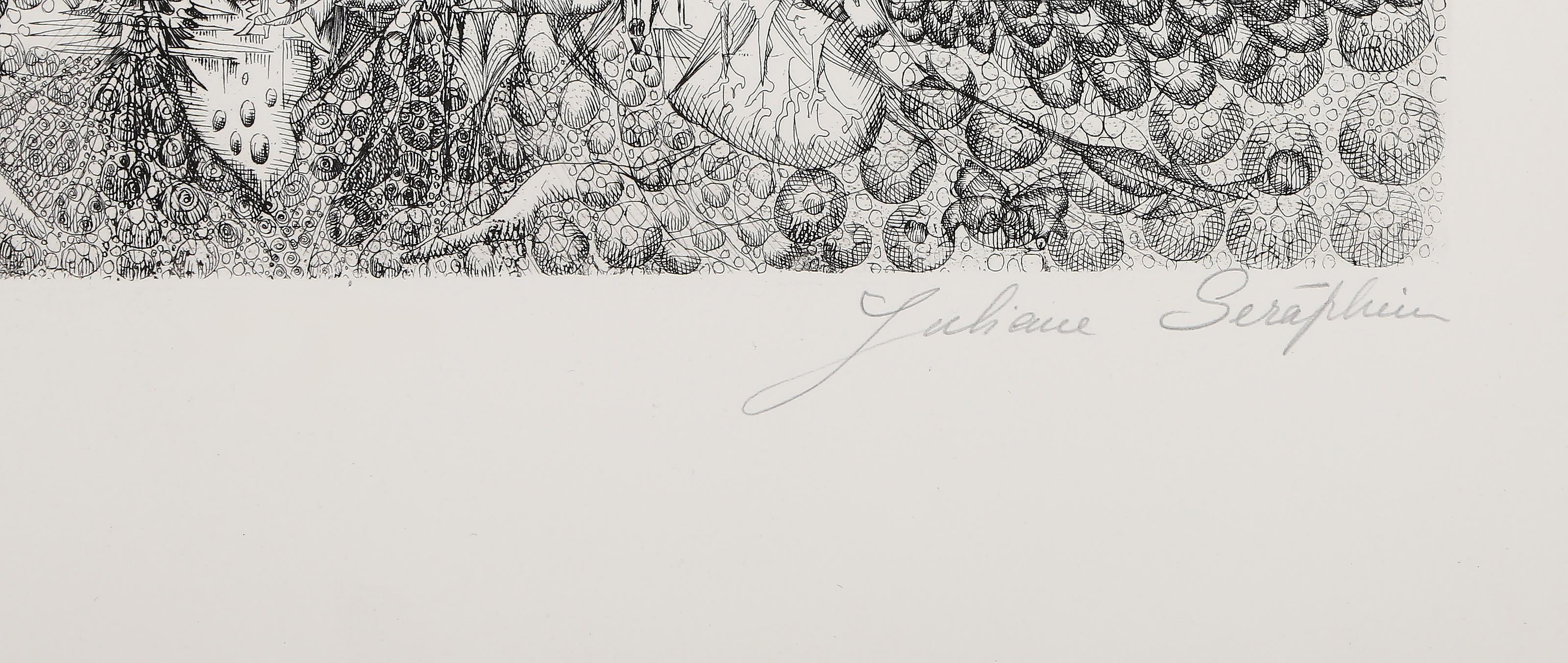 Asturie I, acquaforte surrealista di Juliana Seraphim in vendita 1