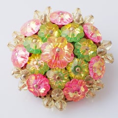 Juliana Style Pink & Lime Green Margarita Rivoli Rhinestone Cluster Brooch