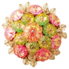 Broche de diamantes de imitación estilo Juliana rosa y verde lima Margarita Rivoli