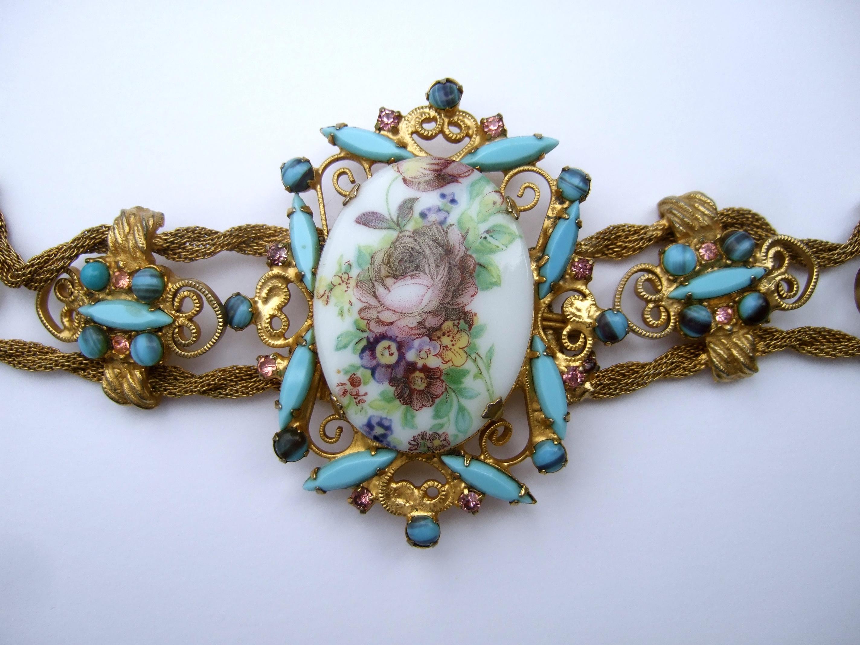 Juliana „Style“ Romantik-Gürtel aus Porzellan und Emaille mit Juwelen aus Goldgeflecht, ca. 1970er Jahre im Angebot 8