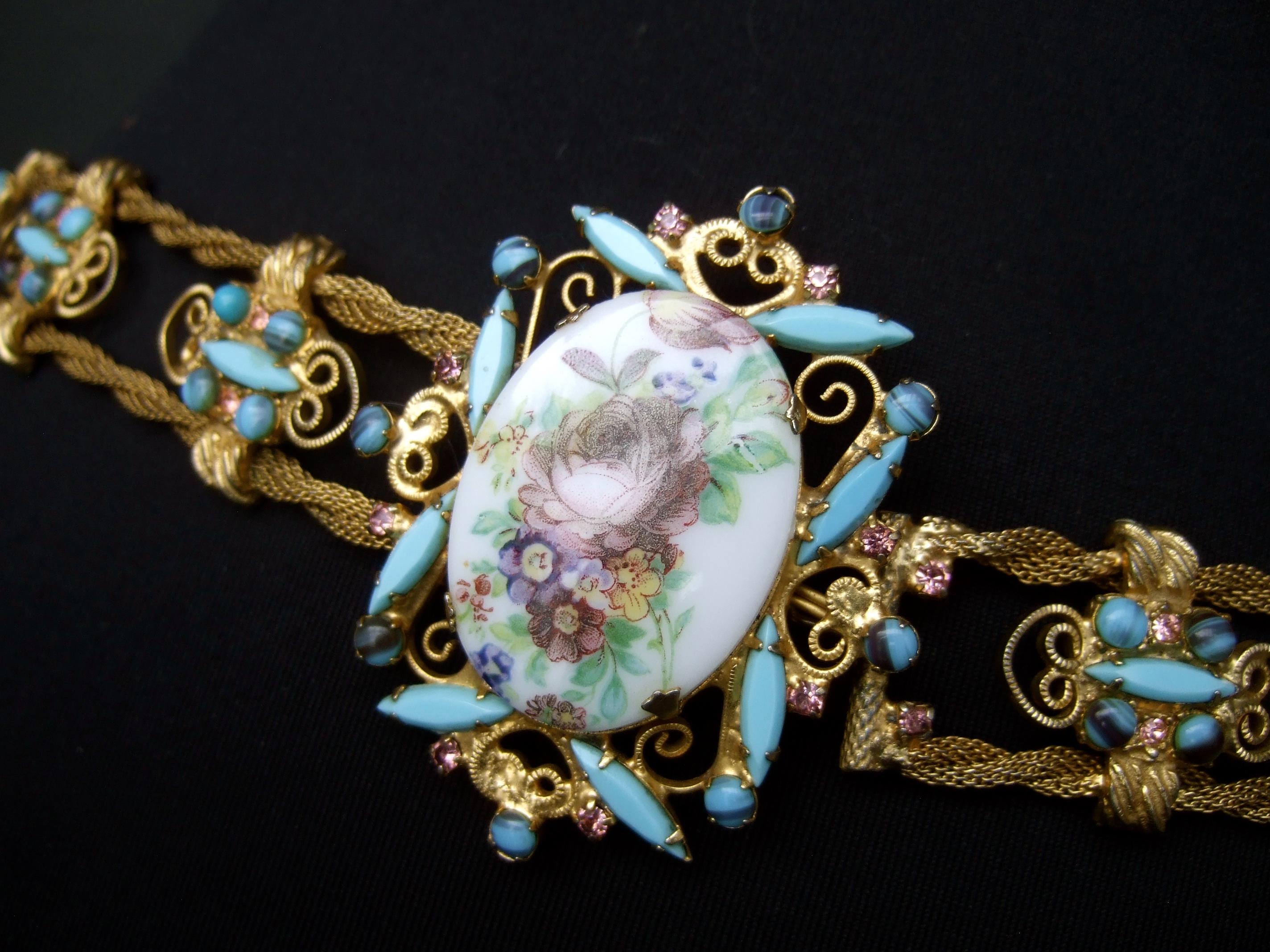 Juliana „Style“ Romantik-Gürtel aus Porzellan und Emaille mit Juwelen aus Goldgeflecht, ca. 1970er Jahre im Angebot 9