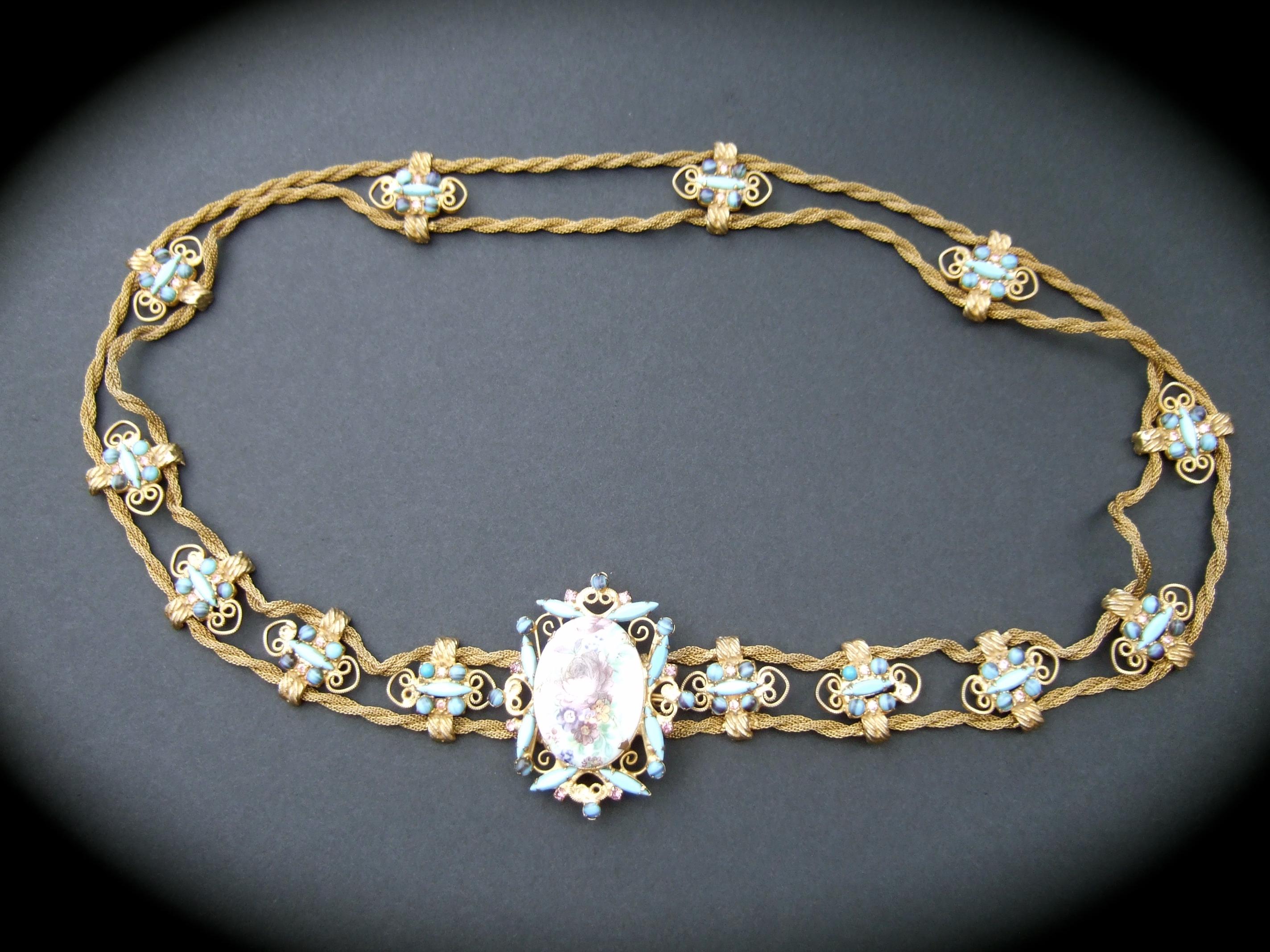 Juliana „Style“ Romantik-Gürtel aus Porzellan und Emaille mit Juwelen aus Goldgeflecht, ca. 1970er Jahre im Angebot 5