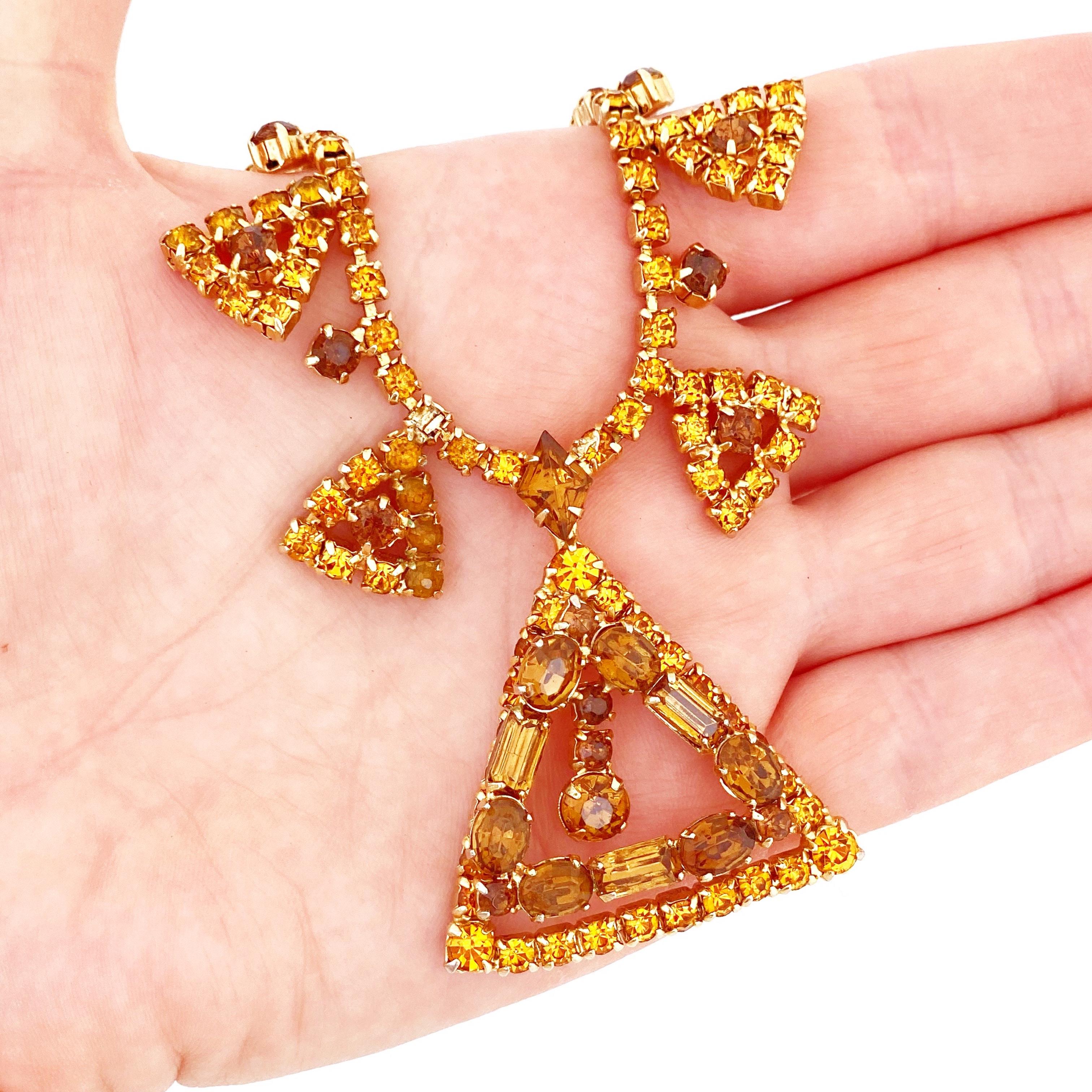 Modern Juliana Topaz Rhinestone Triangle Motif Necklace By DeLizza & Elster, 1960s For Sale