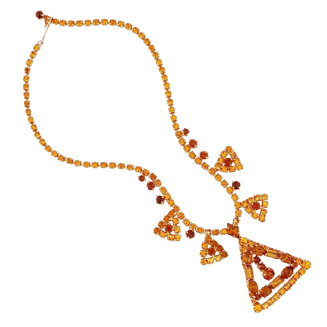 Juliana Topaz Rhinestone Triangle Motif Necklace By DeLizza & Elster, 1960s