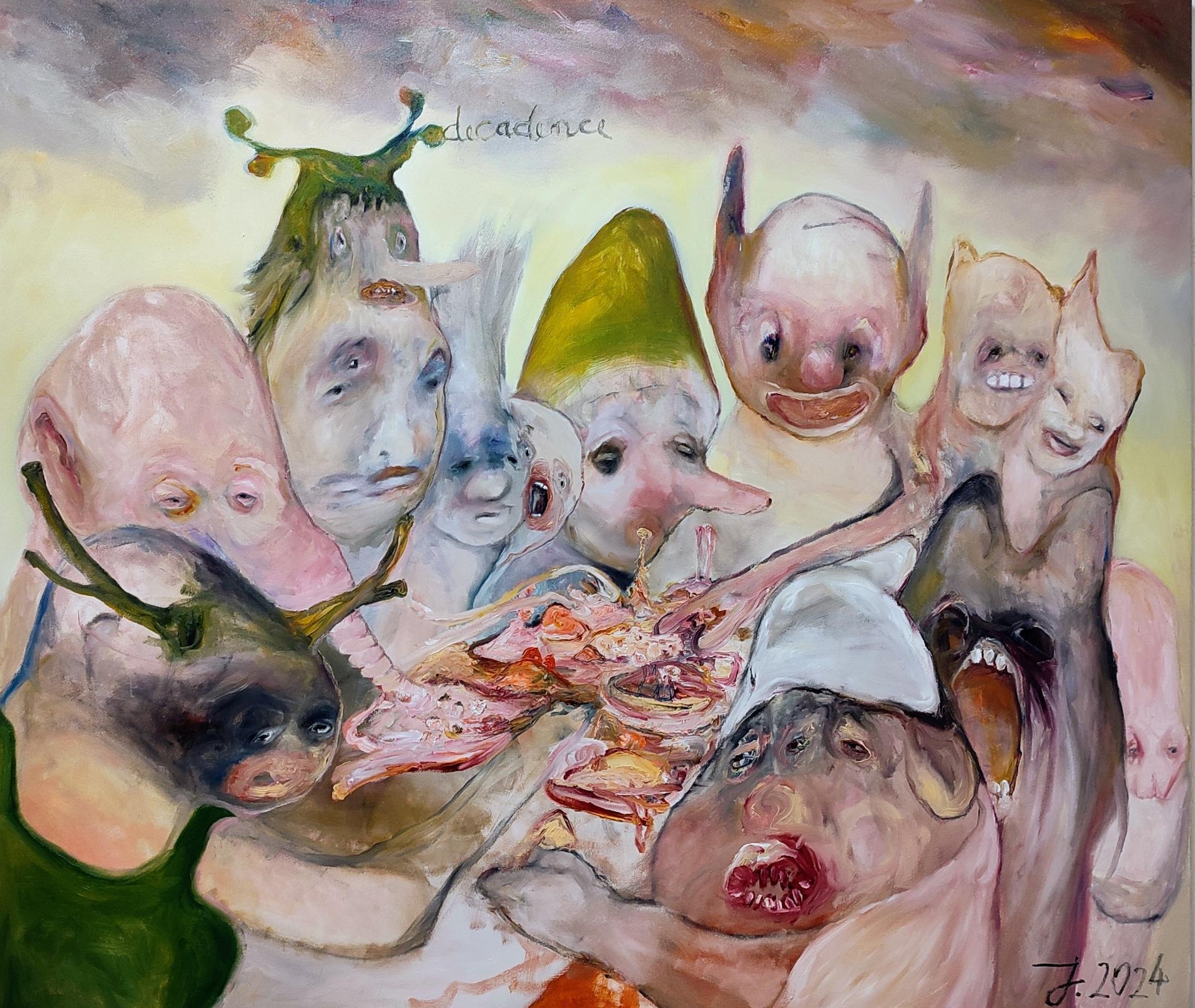 Öl auf Leinwand

Juliane Hundertmark ist eine deutsche Künstlerin, die 1971 geboren wurde und in Berlin, Deutschland, lebt und arbeitet. Sie gilt als eine der originellsten und einfallsreichsten aufstrebenden Malerinnen Berlins. Juliane Hundertmark
