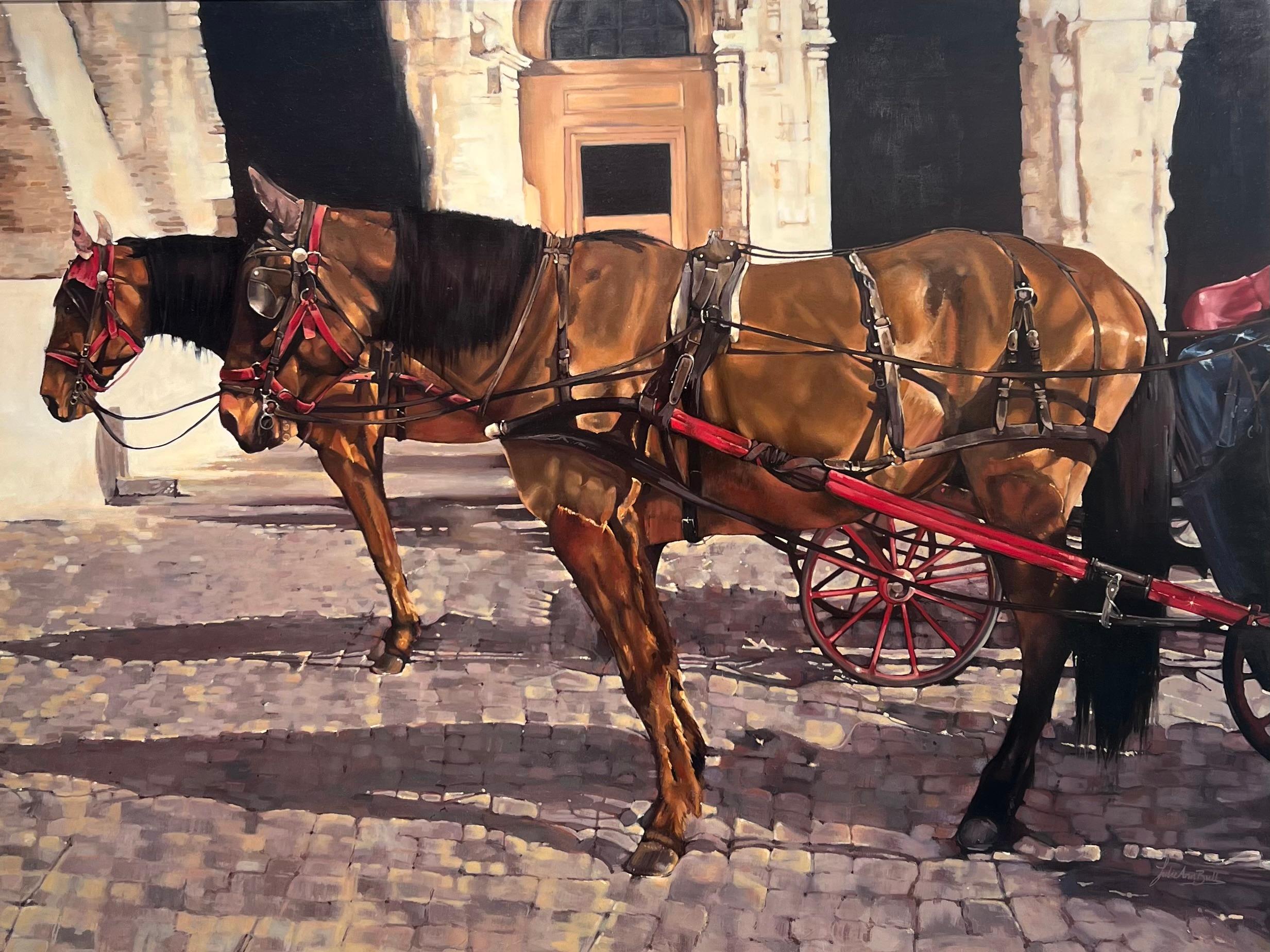 Julie Ann Bull Animal Painting - Carriage Horses
