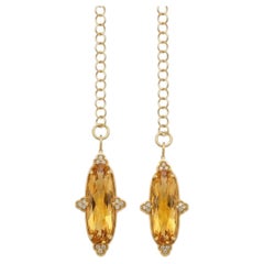 Julie Baker 18 Kt Yellow Gold Lariat w/ Diamonds & Citrine Drops