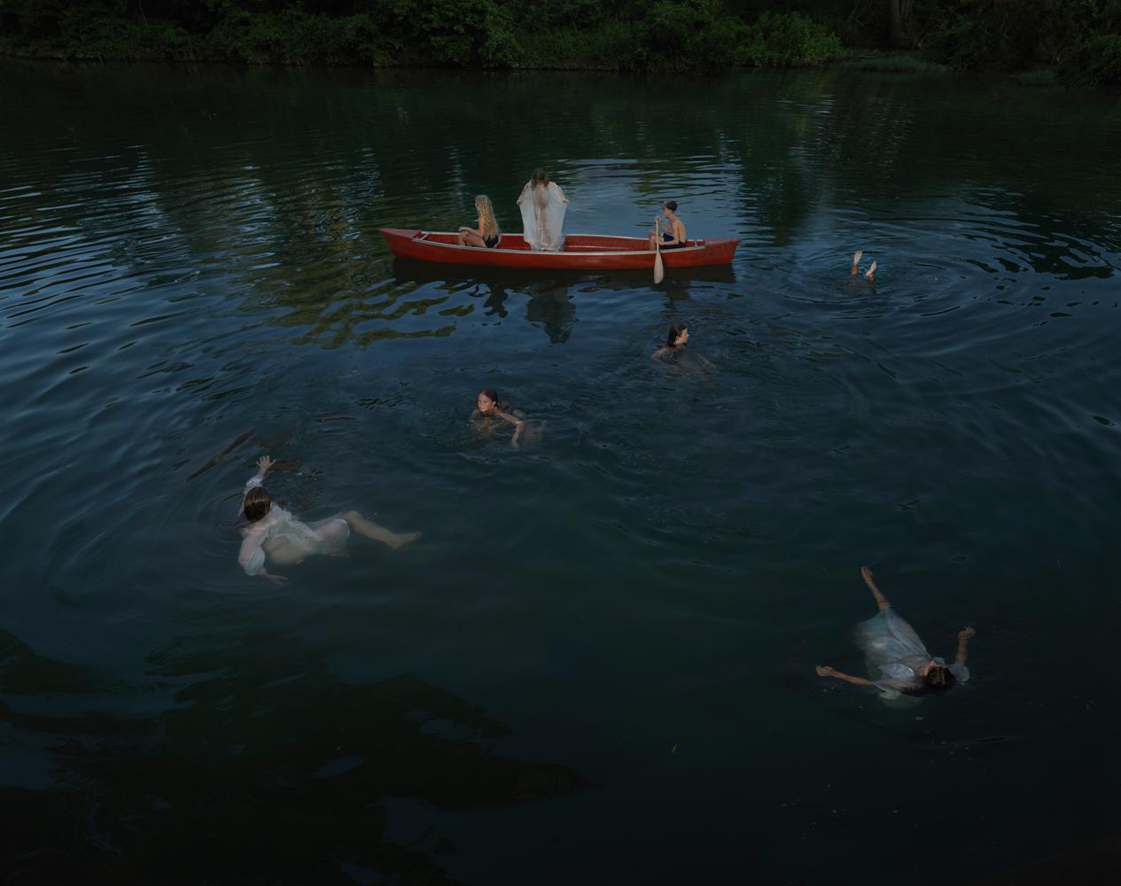 Julie Blackmon Color Photograph - Night Swim, limited edition color pigment ink photograph, signed and numbered 