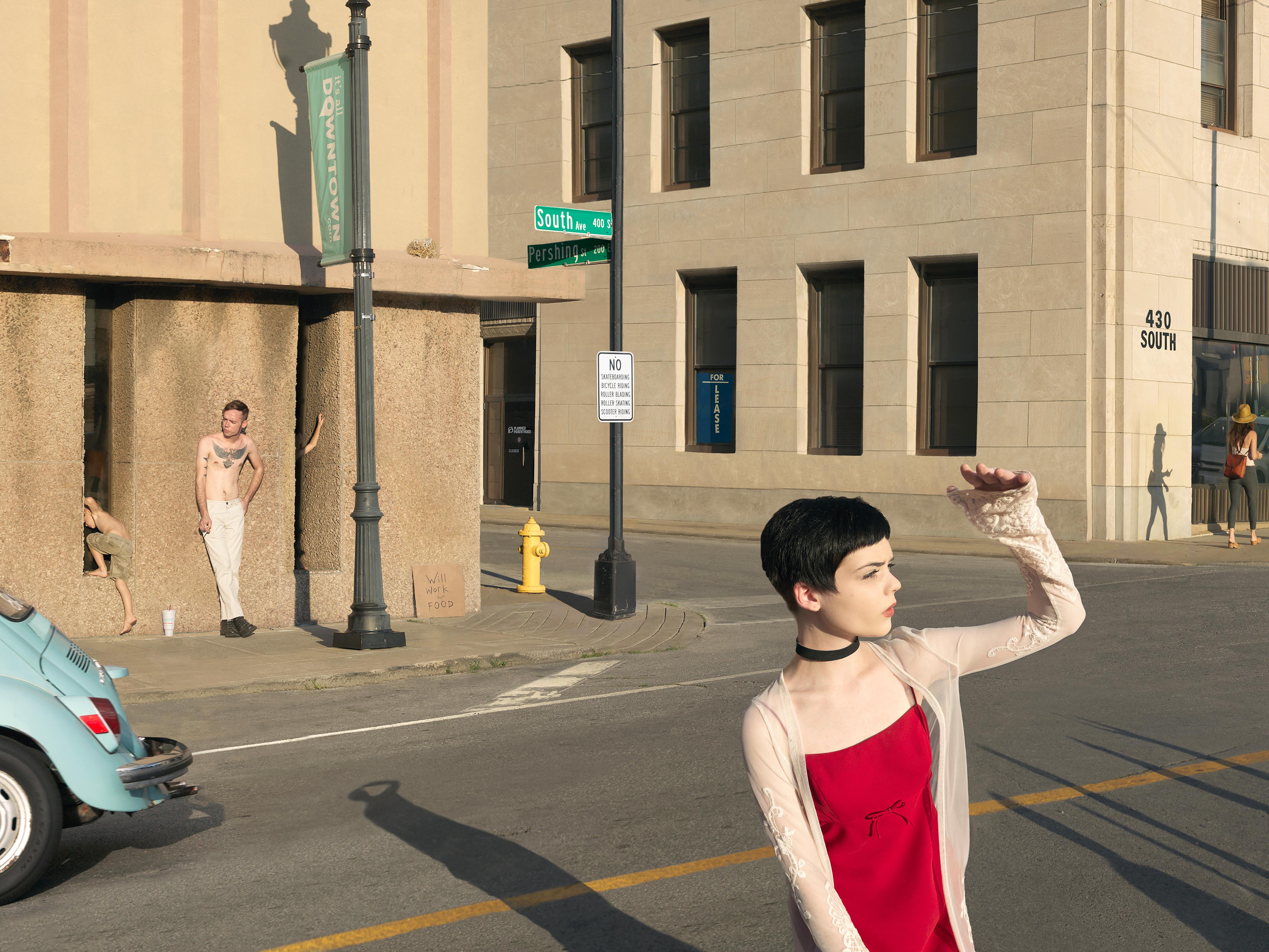 Julie Blackmon Color Photograph - South & Pershing St.