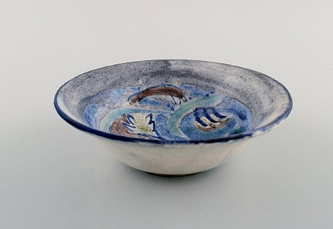 Julie Bloch Kyhn for Kähler, Denmark. Hand painted unique bowl in glazed ceramics with fish motif. Dated 1923.
Measures: 15.5 x 4.5 cm.
Stamped.
In very good condition.

 